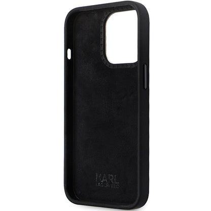 Case for Apple iPhone 14 Pro Max, Karl Lagerfeld, Silicone Ikonik Karl Metal, Black