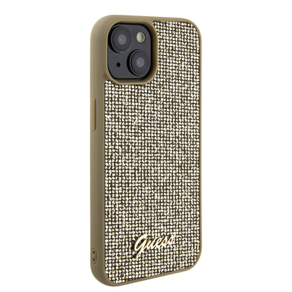Case for Apple iPhone 15, Guess, Disco Metal Script, Gold