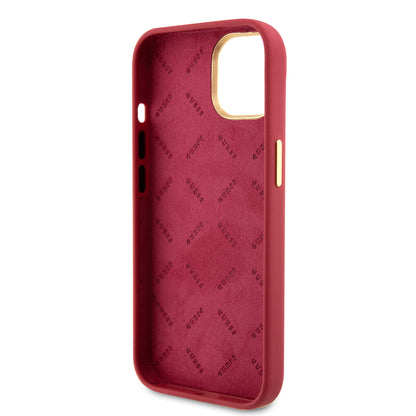 Case for Apple iPhone 15, Guess, Script Metal Logo & Frame, Pink