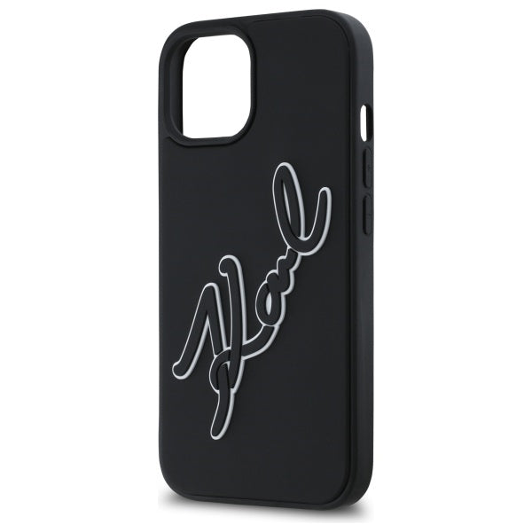 Case for Apple iPhone 15, Karl Lagerfeld, 3D Rubber Signature, Black