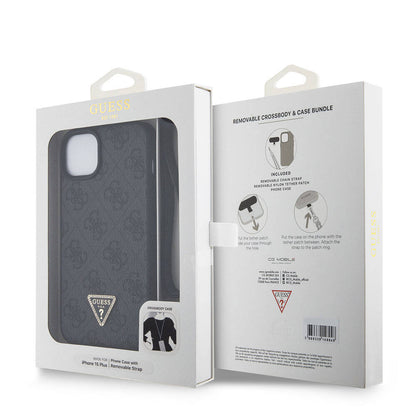 Case for Apple iPhone 15 Plus, Guess, Crossbody 4G Metal Logo, Black