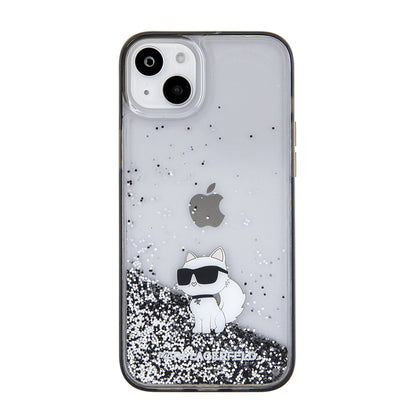Case for Apple iPhone 15 Plus, Karl Lagerfeld, Liquid Glitter Choupette, Transparent
