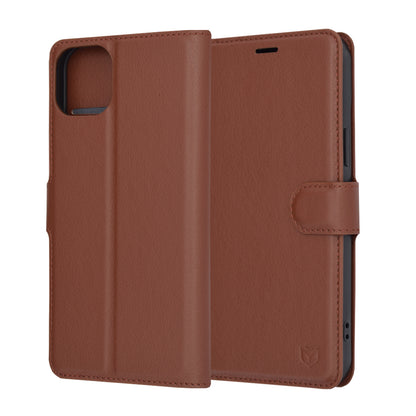 Case for Apple iPhone 15 Plus, Techsuit, Leather Folio, Brown