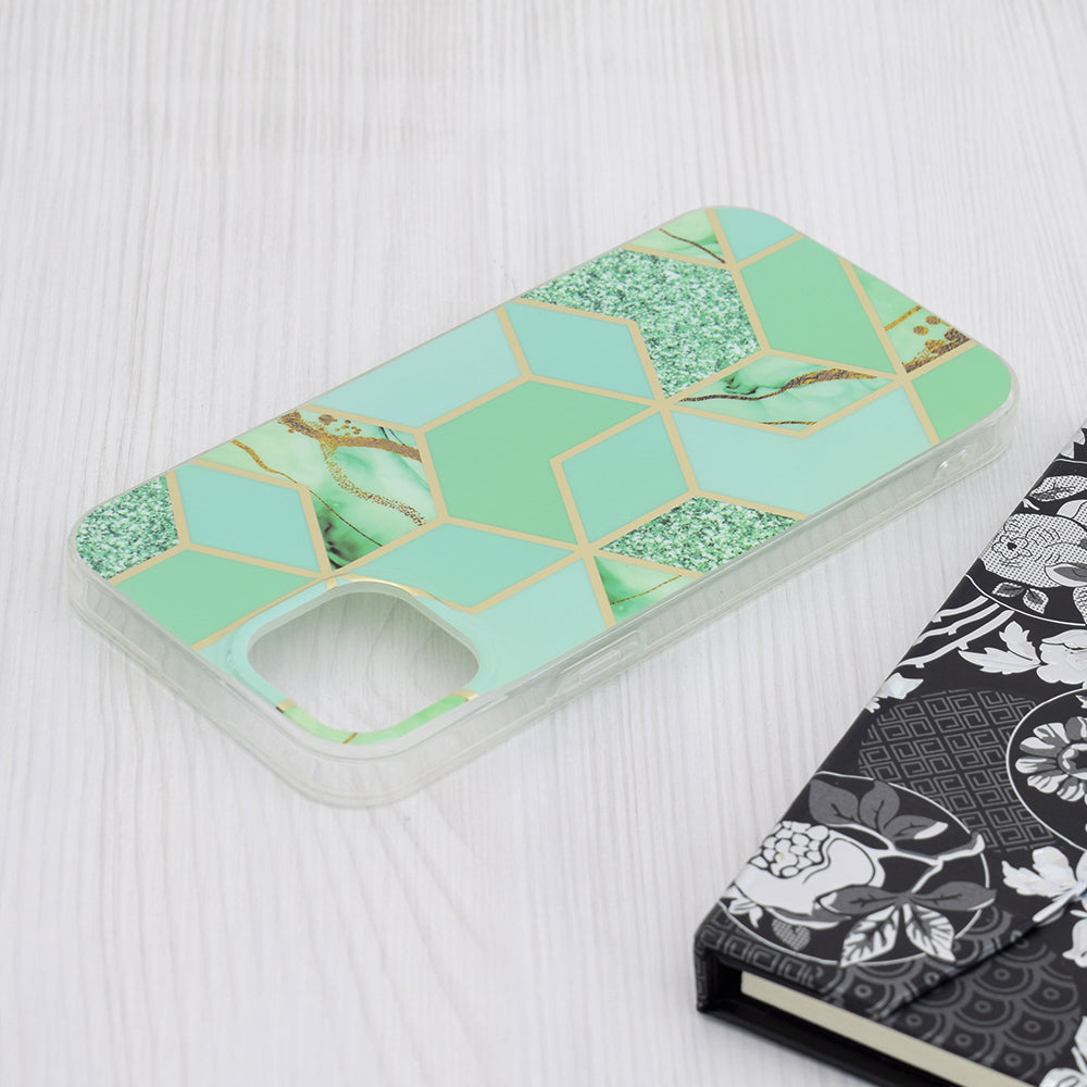 Case for Apple iPhone 15 Plus, Techsuit, Marble, Green