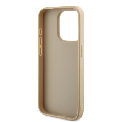 Case for Apple iPhone 15 Pro, Guess, Saffiano Iridescent Script, Gold