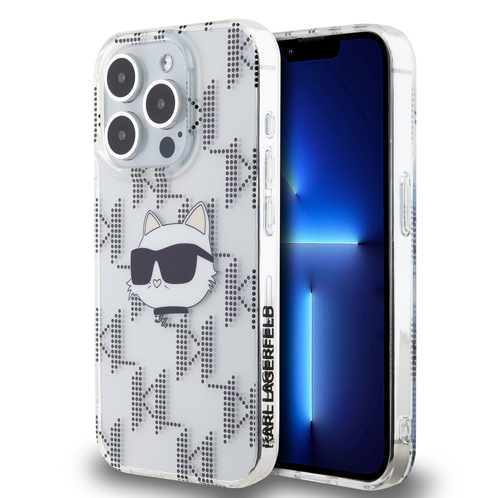 Case for Apple iPhone 15 Pro, Karl Lagerfeld, IML Electroplated Choupette Head, Transparent
