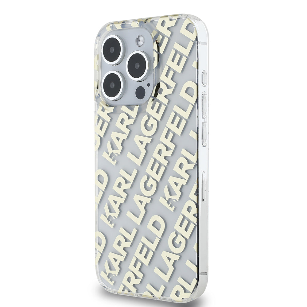 Case for Apple iPhone 15 Pro, Karl Lagerfeld, IML Electroplated Repeated Logo, Gold