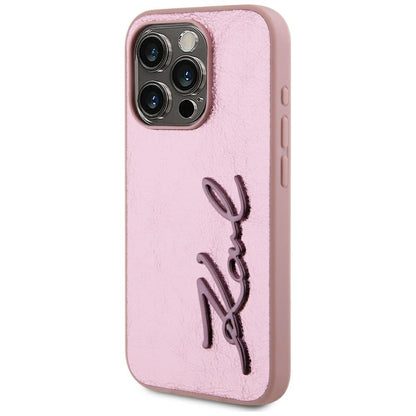 Case for Apple iPhone 15 Pro, Karl Lagerfeld, Metal Signature, Pink