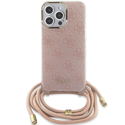 Case for Apple iPhone 15 Pro Max, Guess, Crossbody Cord 4G Print, Pink