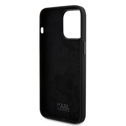 Case for Apple iPhone 15 Pro Max, Karl Lagerfeld, Silicone Karl & Choupette Heads, Black