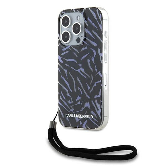Case for Apple iPhone 15 Pro Max, Karl Lagerfeld, Zebra with Cord Strap, Purple
