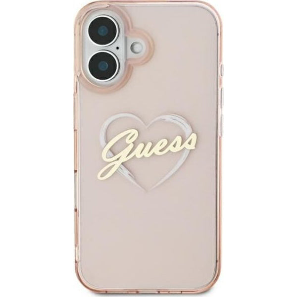 Case for Apple iPhone 16, Guess, IML Heart, Pink