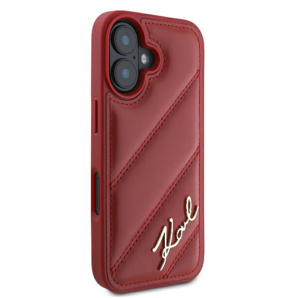 Case for Apple iPhone 16, Karl Lagerfeld, Diagonal Quilted Script, Pink
