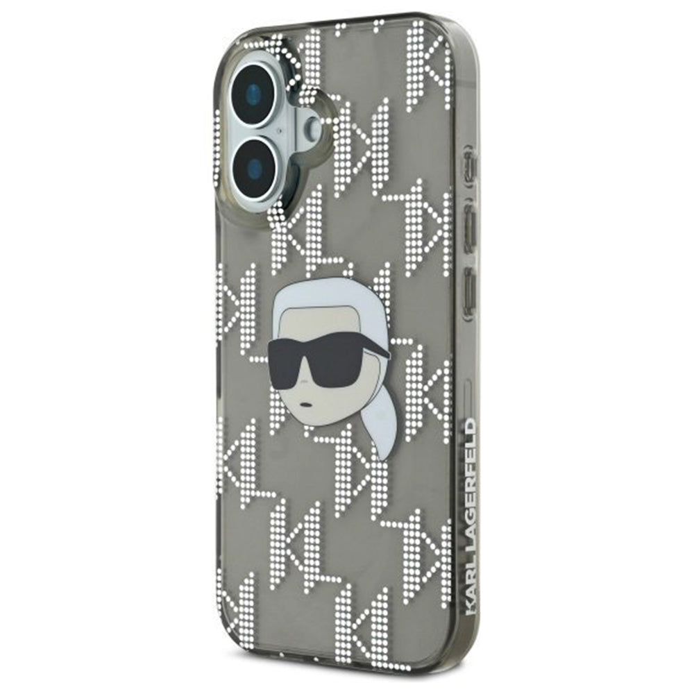 Case for Apple iPhone 16, Karl Lagerfeld, IML Luxury Electroplated Karl's Head, Black