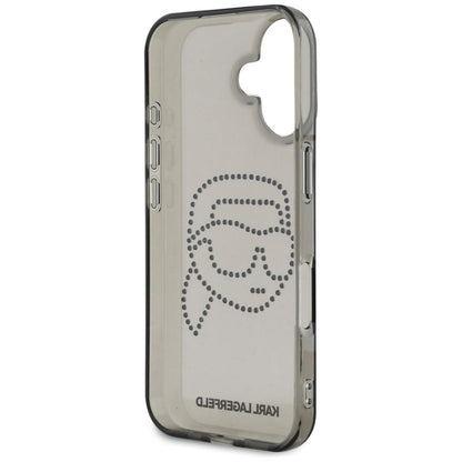 Case for Apple iPhone 16, Karl Lagerfeld, IML Rhinestones Karl's Head, Black