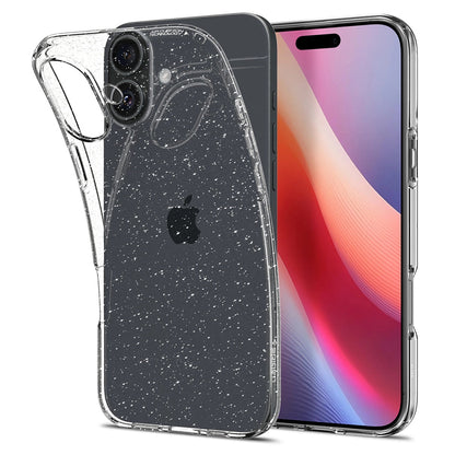 Case for Apple iPhone 16 Plus, Spigen, Liquid Crystal Glitter, Transparent