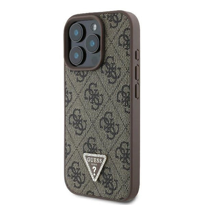Case for Apple iPhone 16 Pro, Guess, 4G Triangle Strass, Brown
