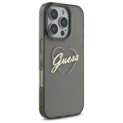 Case for Apple iPhone 16 Pro, Guess, IML Heart, Black