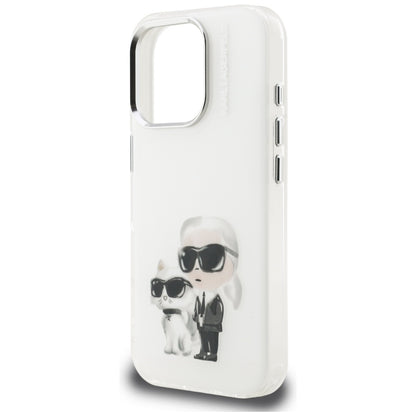 Case for Apple iPhone 16 Pro, Karl Lagerfeld, IML Aquarelle Logo Karl & Choupette, White