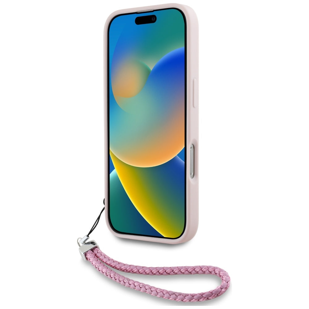 Case for Apple iPhone 16 Pro, Karl Lagerfeld, Quilted Initial Logo & Chain Strap, Pink