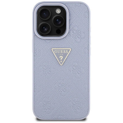 Case for Apple iPhone 16 Pro Max, Guess, Hot Stamp 4G Pattern Triangle Logo, Light Purple