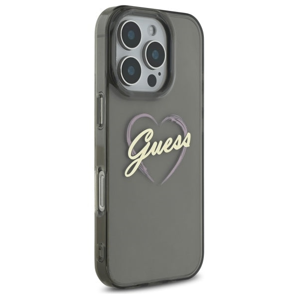 Case for Apple iPhone 16 Pro Max, Guess, IML Heart, Black