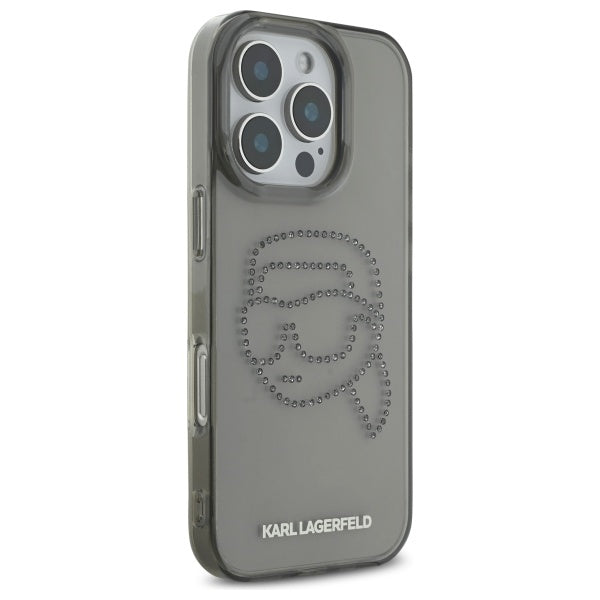 Case for Apple iPhone 16 Pro Max, Karl Lagerfeld, IML Rhinestones Karl's Head, Black