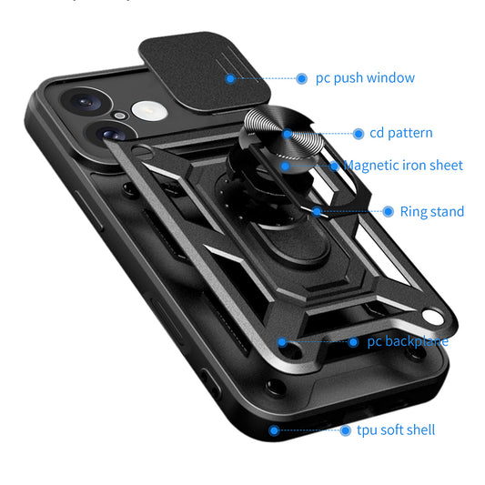 Case for Apple iPhone 16, Techsuit, CamShield, Black