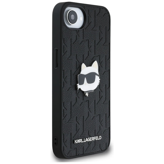 Case for Apple iPhone 16e, Karl Lagerfeld, Monogram Choupette's Head, Black