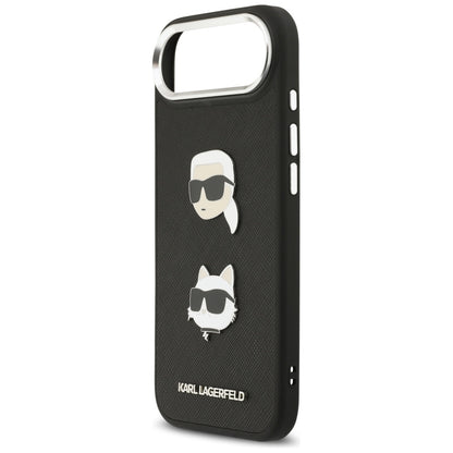 Case for Apple iPhone 17 Air, Karl Lagerfeld, Grained Karl & Choupette's Heads Pins and Logo, Black