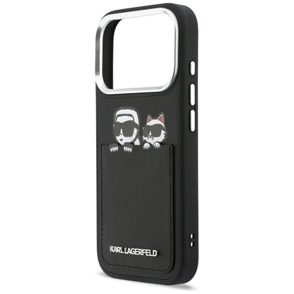 Case for Apple iPhone 17 Pro, Karl Lagerfeld, Karl & Choupette Print with Pocket, Black
