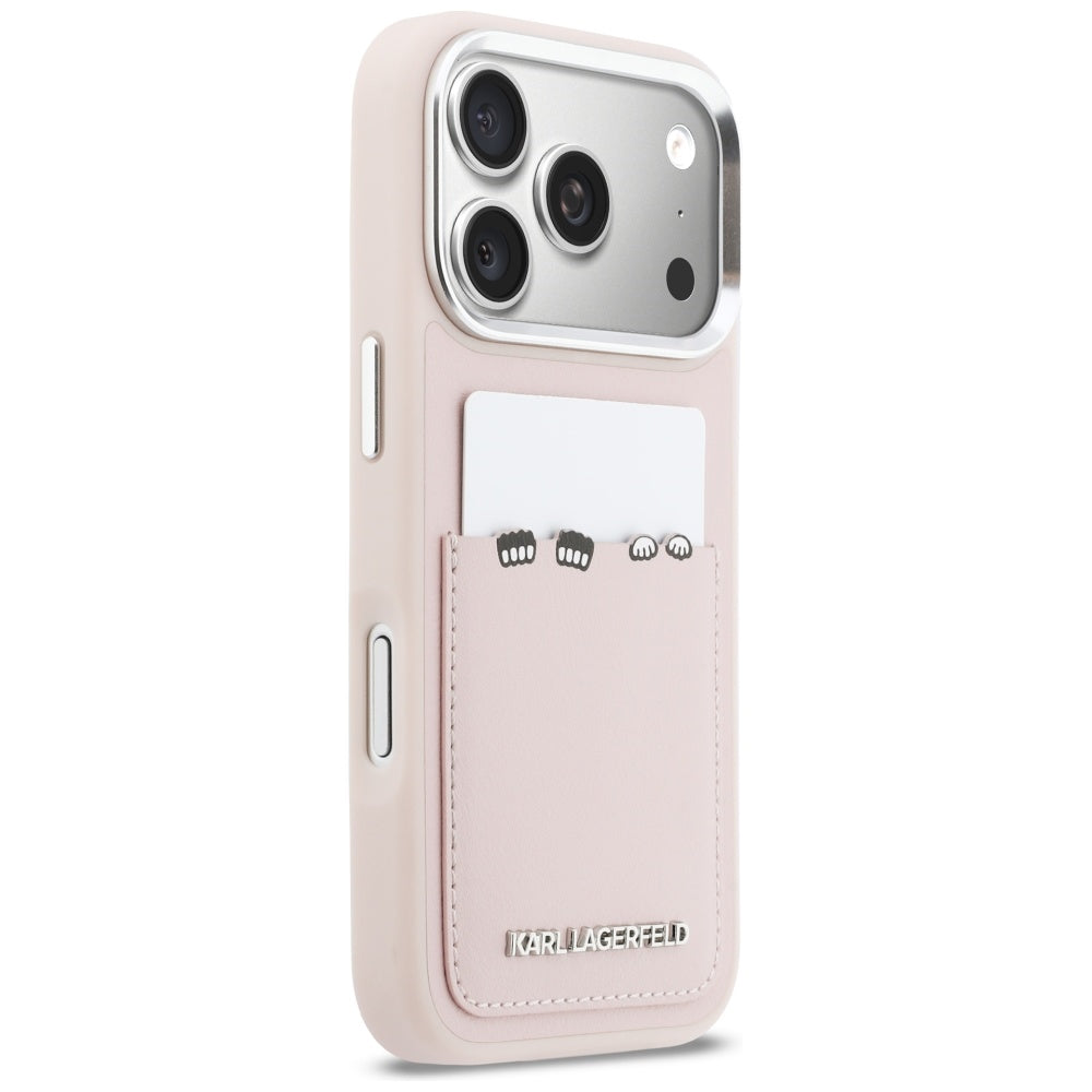 Case for Apple iPhone 17 Pro, Karl Lagerfeld, Karl & Choupette Print with Pocket, Pink