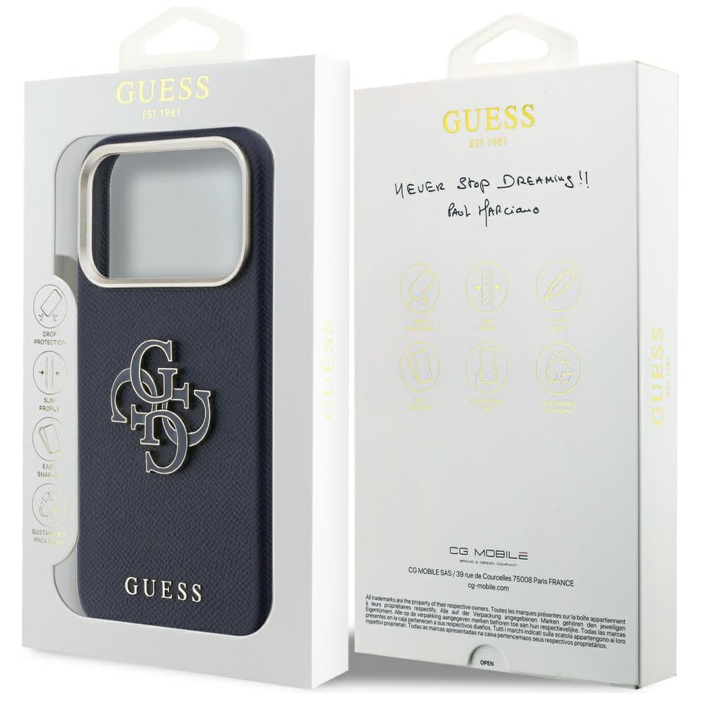 Case for Apple iPhone 17 Pro Max, Guess, Resin Logo, Blue