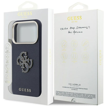 Case for Apple iPhone 17 Pro Max, Guess, Resin Logo, Blue
