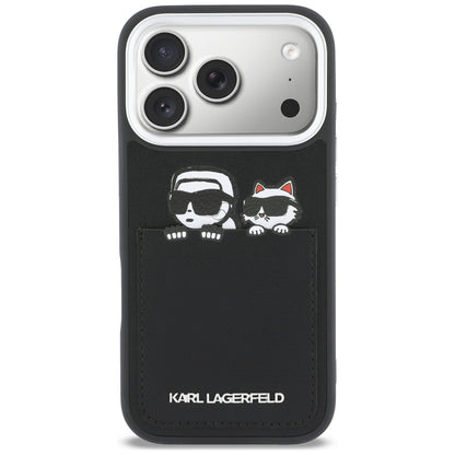 Case for Apple iPhone 17 Pro Max, Karl Lagerfeld, Karl & Choupette Print with Pocket, Black