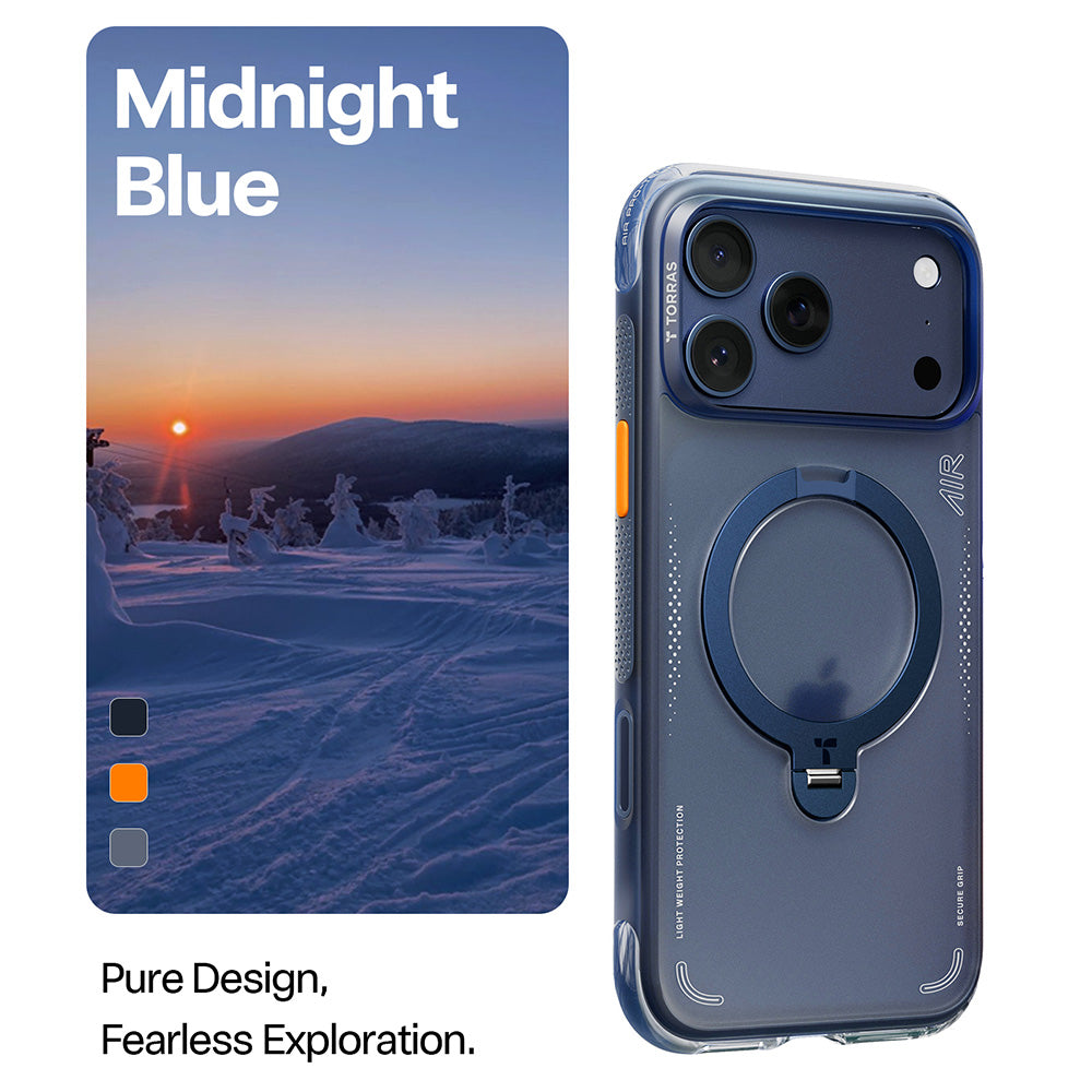 MagSafe Case for Apple iPhone 17 Pro Max, Torras, Ostand Spin Air, Blue