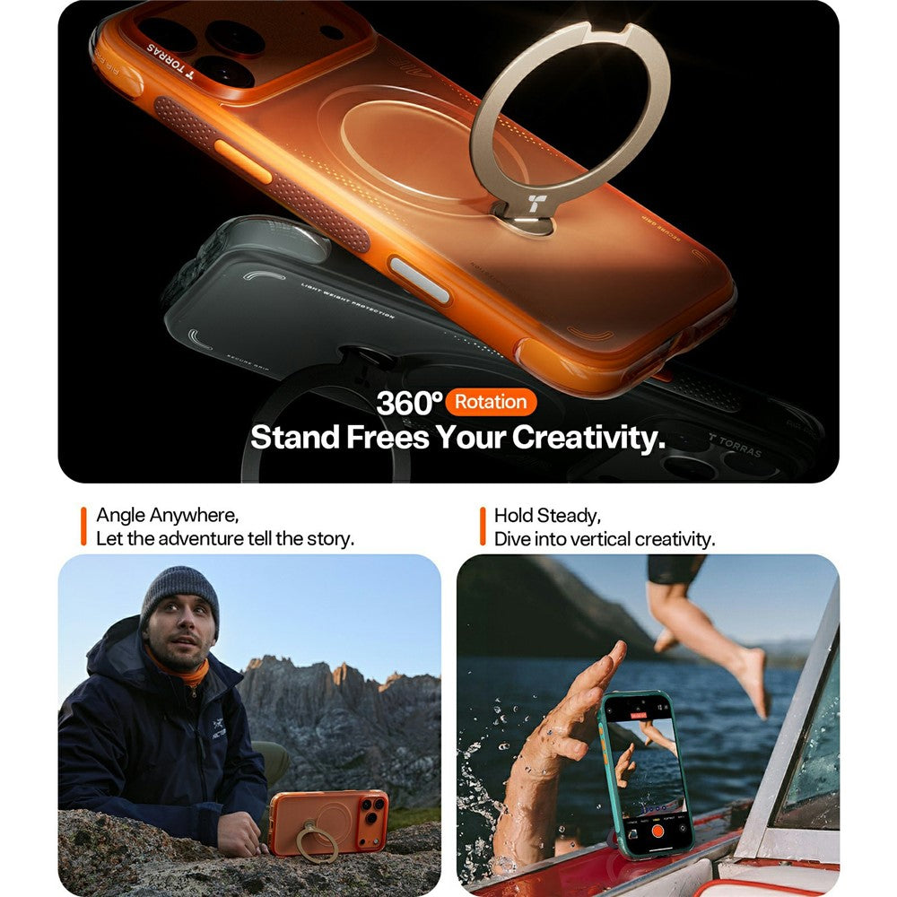 Case for Apple iPhone 17 Pro, Torras, Ostand Spin Air, Green