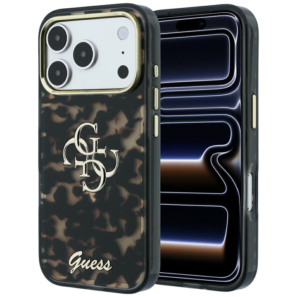 Case for Apple iPhone 18 Pro / 17 Pro, Guess, IML 4G Metal Script, Brown