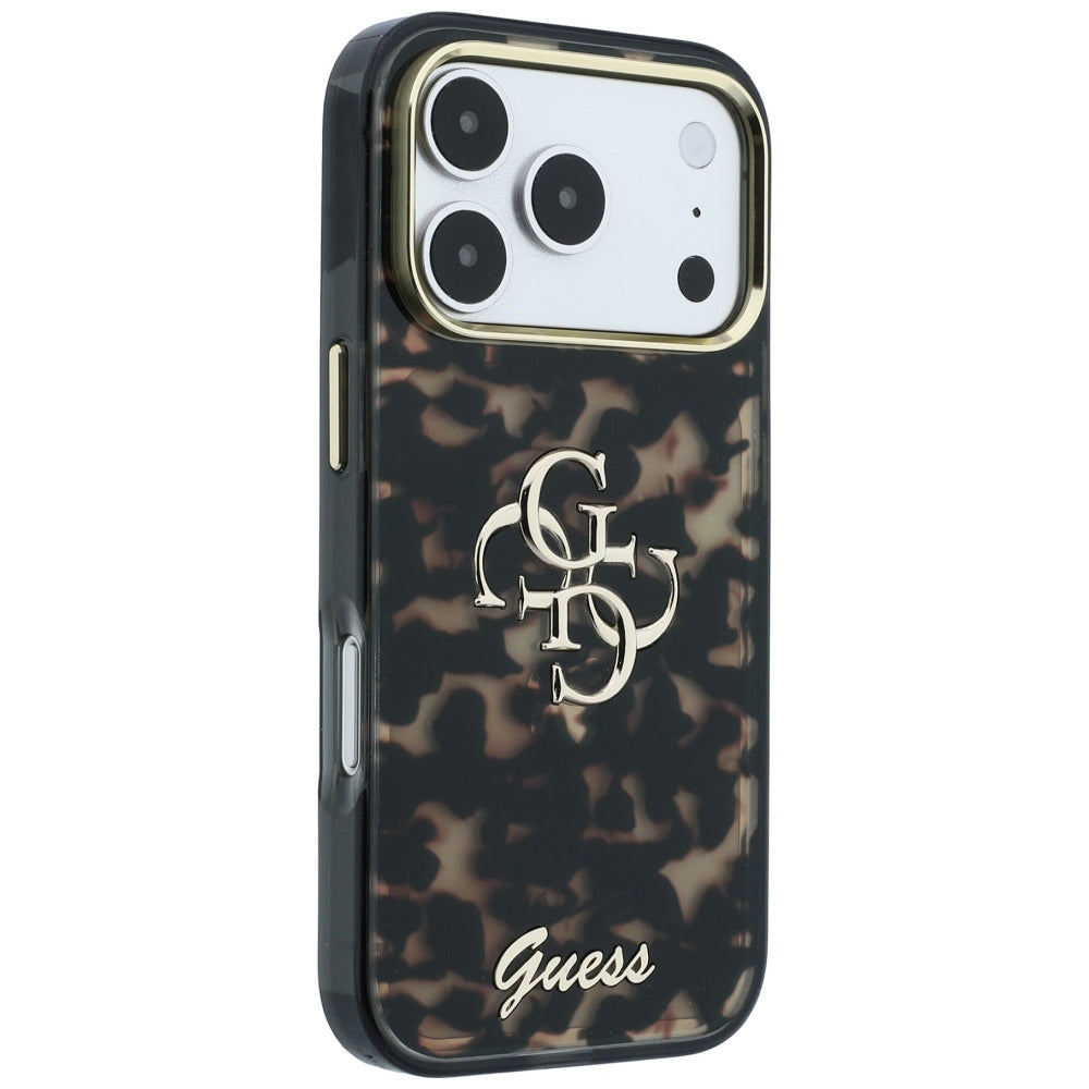 Case for Apple iPhone 18 Pro / 17 Pro, Guess, IML 4G Metal Script, Brown