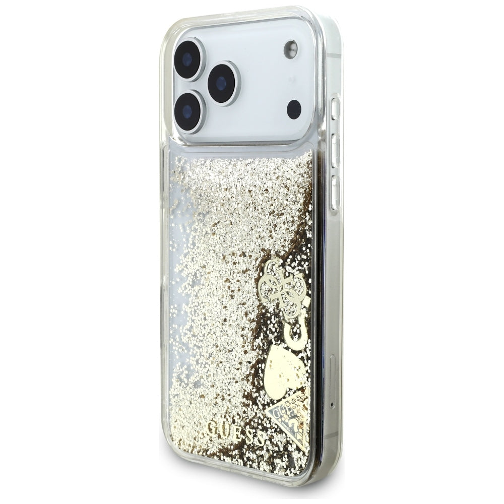 Case for Apple iPhone 18 Pro / 17 Pro, Guess, Liquid Glitter Charms, Gold