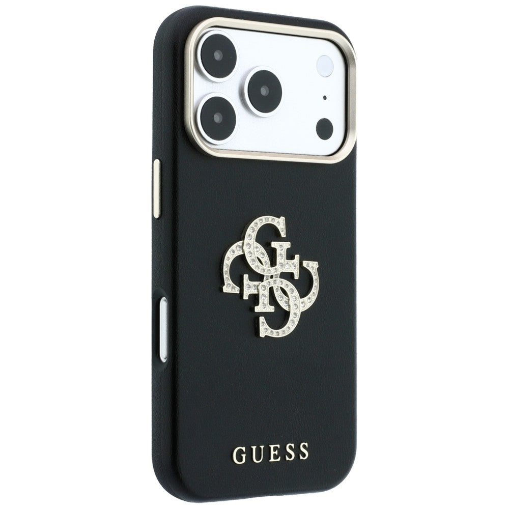 Case for Apple iPhone 18 Pro / 17 Pro, Guess, Smooth Big Strass Logo, Black