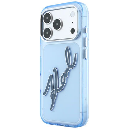 Case for Apple iPhone 18 Pro / 17 Pro, Karl Lagerfeld, IML Big Signature Resin Logo and Metal Frame, Blue