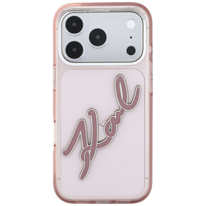 Case for Apple iPhone 18 Pro / 17 Pro, Karl Lagerfeld, IML Big Signature Resin Logo and Metal Frame, Pink