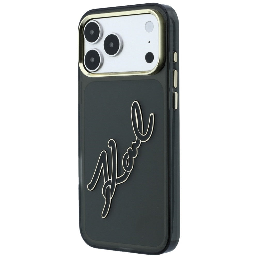 Case for Apple iPhone 18 Pro / 17 Pro, Karl Lagerfeld, IML Big Signature Resin Logo and Metal Frame, Black