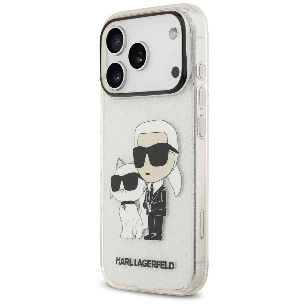 Case for Apple iPhone 18 Pro / 17 Pro, Karl Lagerfeld, IML Glitter Karl and Choupette NFT, Transparent