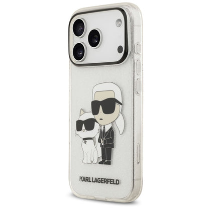 Case for Apple iPhone 18 Pro / 17 Pro, Karl Lagerfeld, IML Glitter Karl and Choupette NFT, Transparent