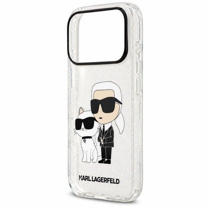Case for Apple iPhone 18 Pro / 17 Pro, Karl Lagerfeld, IML Glitter Karl and Choupette NFT, Transparent