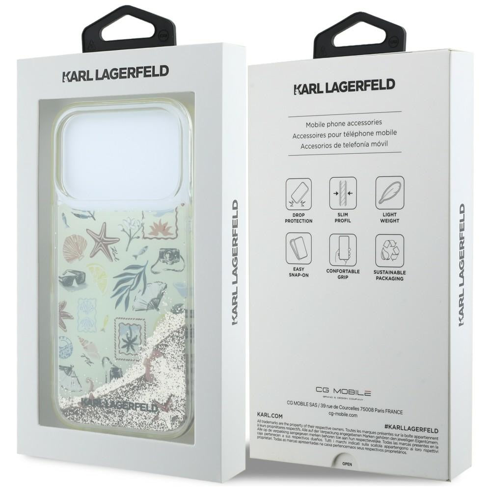 Case for Apple iPhone 18 Pro / 17 Pro, Karl Lagerfeld, Liquid Glitter Beach and Sand, Beige
