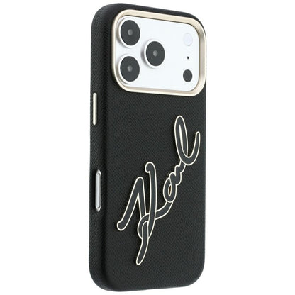 Case for Apple iPhone 18 Pro / 17 Pro, Karl Lagerfeld, Smooth Big Resin Signature Logo, Black