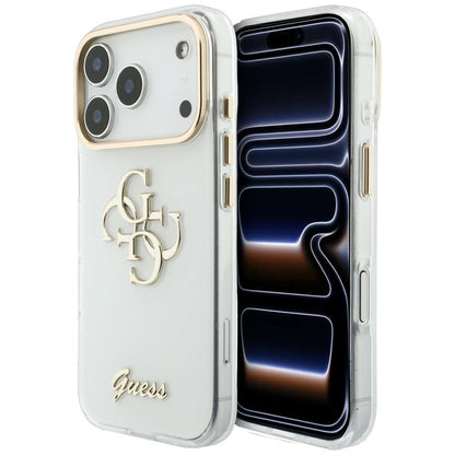 Case for Apple iPhone 18 Pro, Guess, IML 4G Metal Script, White